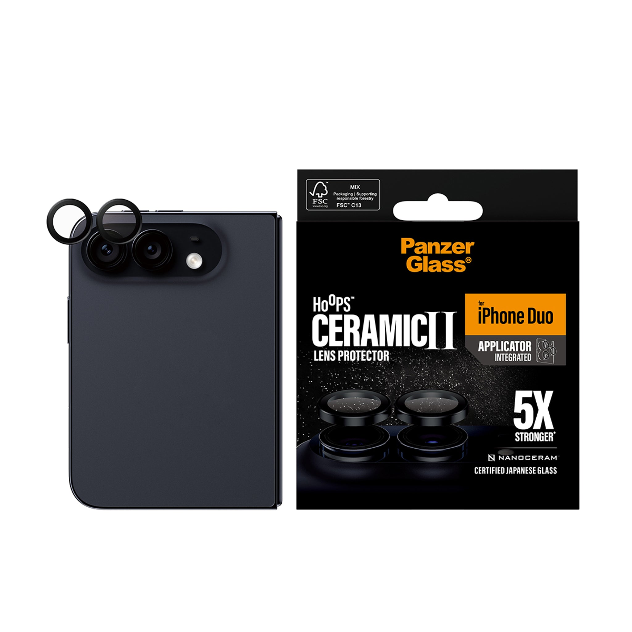 PanzerGlass® Hoops® Ceramic Kameralinsebeskytter iPhone Duo